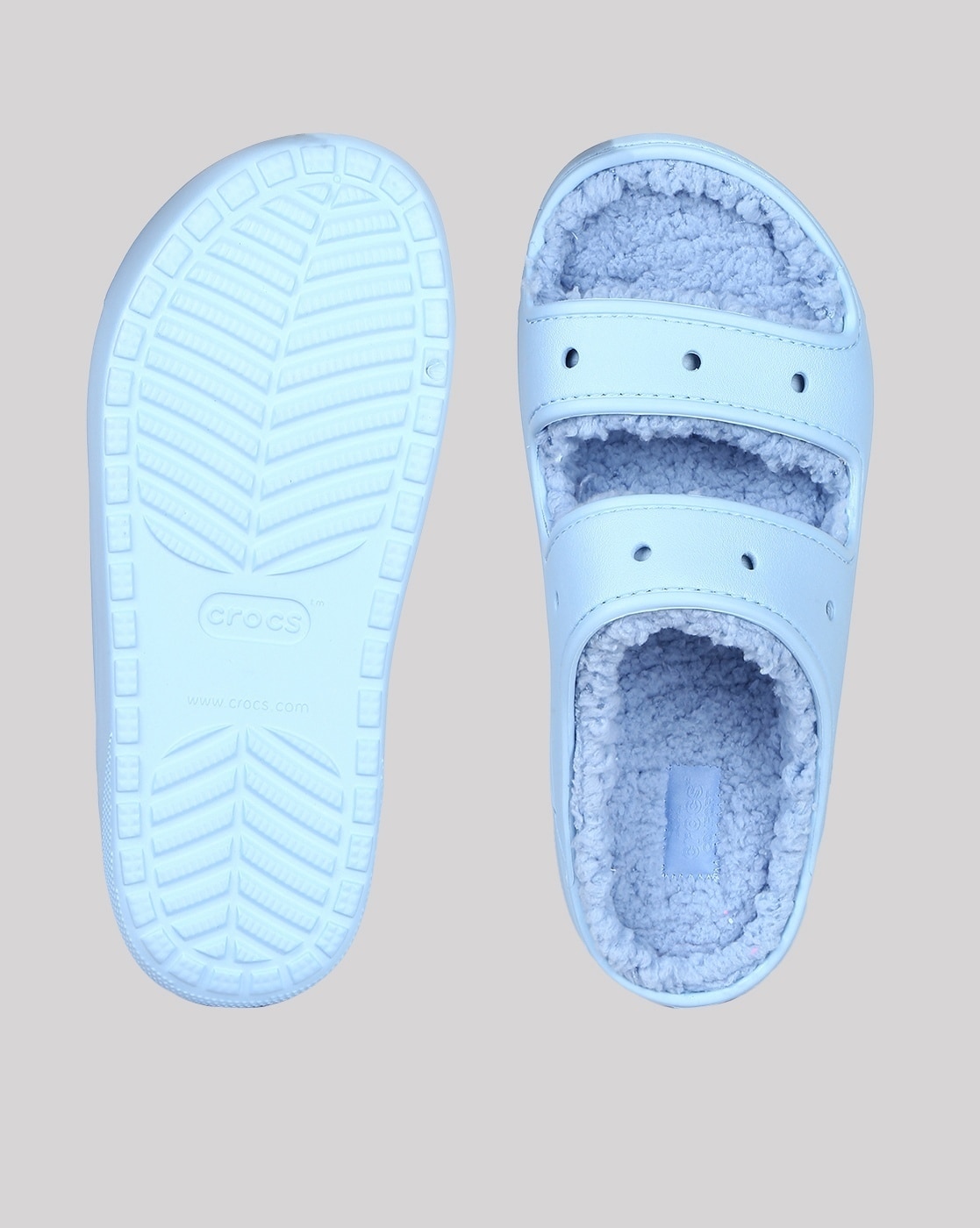 Mineral blue crocs online with fur