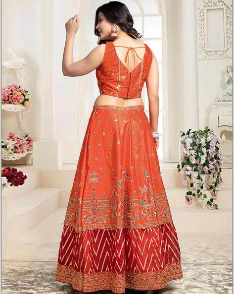 Orange Garba Lehenga Choli Online at Best Price - Rutbaa