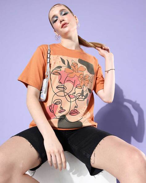 Printed Loose Fit Crew-Neck T-Shirt