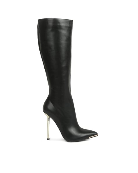 Calf length deals heeled boots