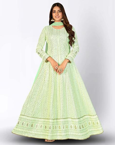 Heavy Work Anarkali Style Collection - Half White, Orange And Golden R –  Boutique4India