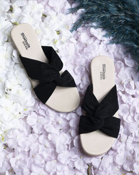 Suedette Black Tie Up Sandals - Just $7