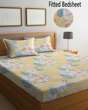 fabinaliv 300 TC Floral Print Super King-Size Bedsheet with Pillow Covers-picture-36
