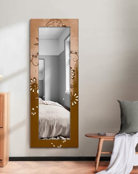 Floral Pattern Bathroom Mirror Wall