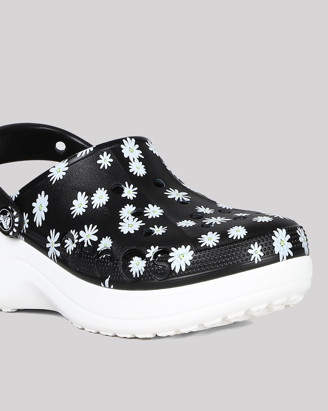 Black 2024 floral crocs