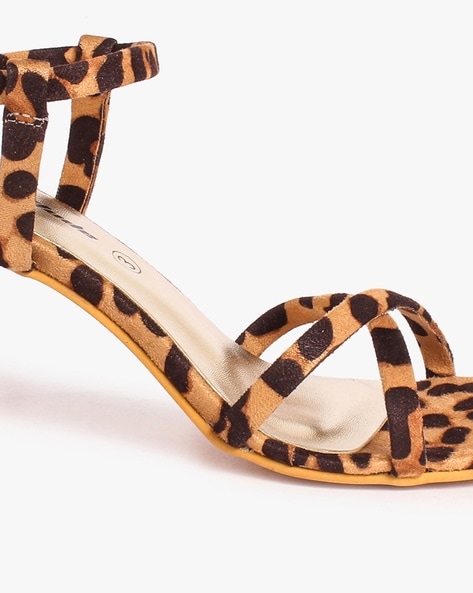 Stone Leopard Print Suedette Platform Stiletto Heel Sandals | New Look
