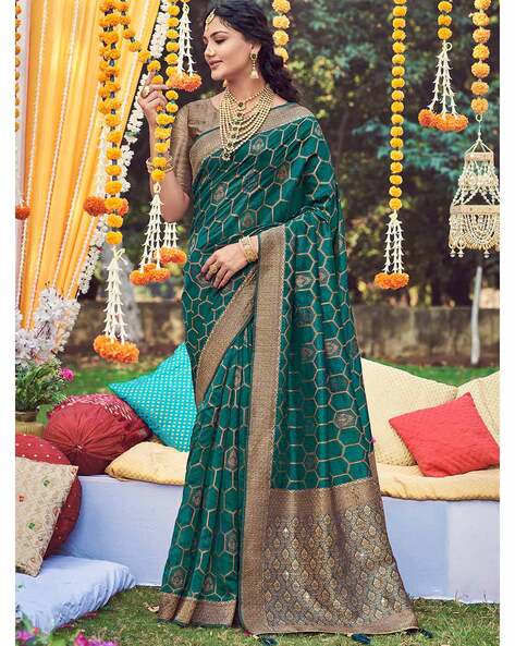 Peacock Green Crush Satin Silk Saree | Party wear sarees online, Saree  designs, Saree