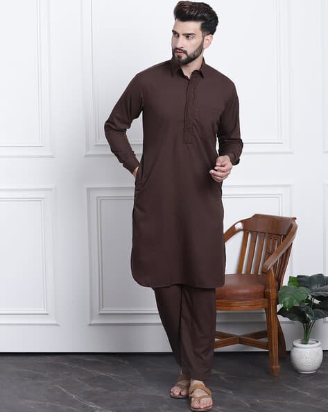 Cotton Pathani Kurta & Pyjamas Set