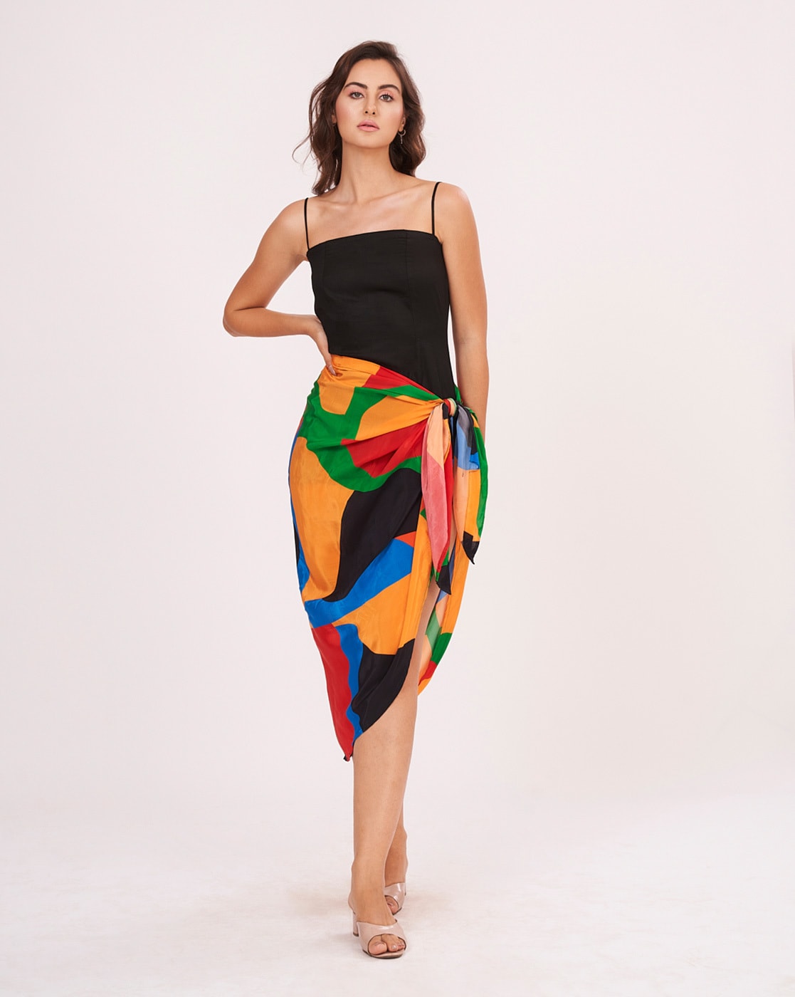 Buy House Of Varada Strappy Dress with Printed Sarong Set