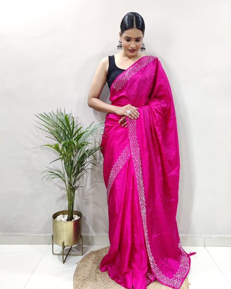 Buy Pink Sarees for Women by Mm Venture Online | Ajio.com