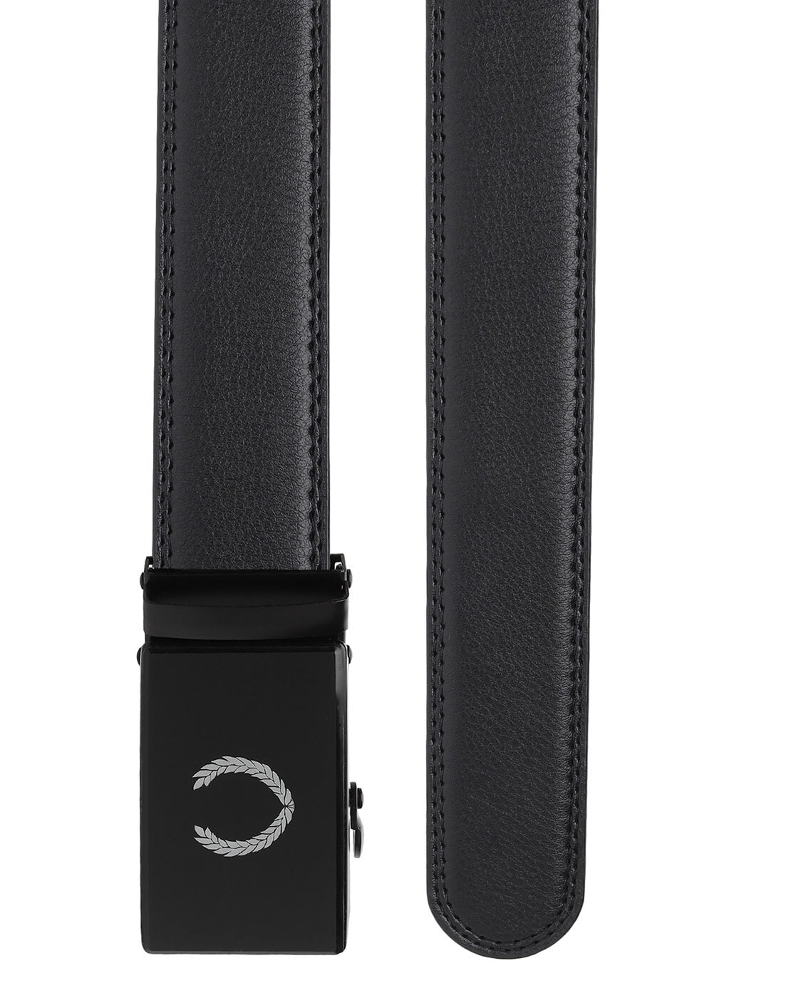 Men Leather Belt with Plaque Buckle Closure