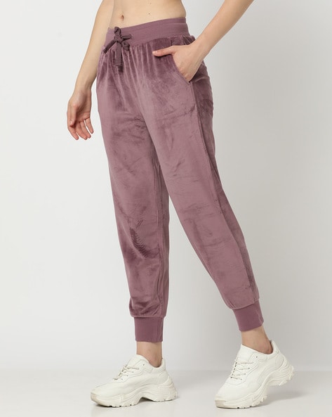 Women Velvet Joggers with Insert Pockets