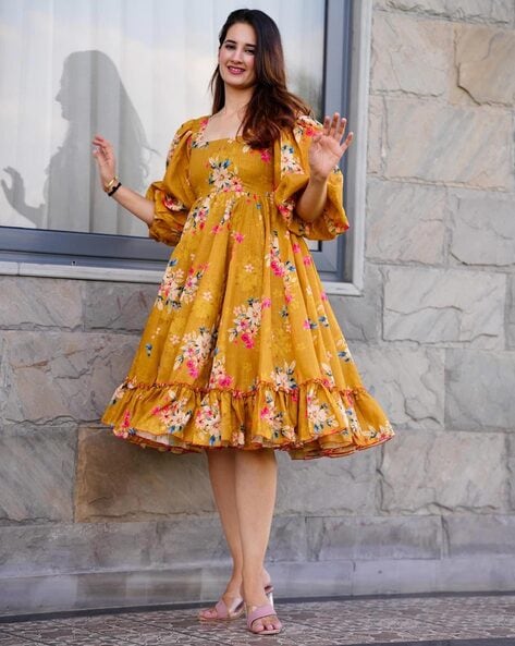 Buy Mustard Dresses for Women by VAANI CREATION Online