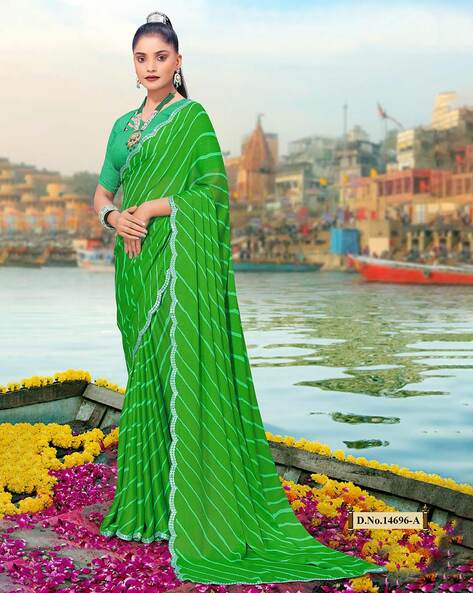 Green Silk Printed Saree – Leemboodi