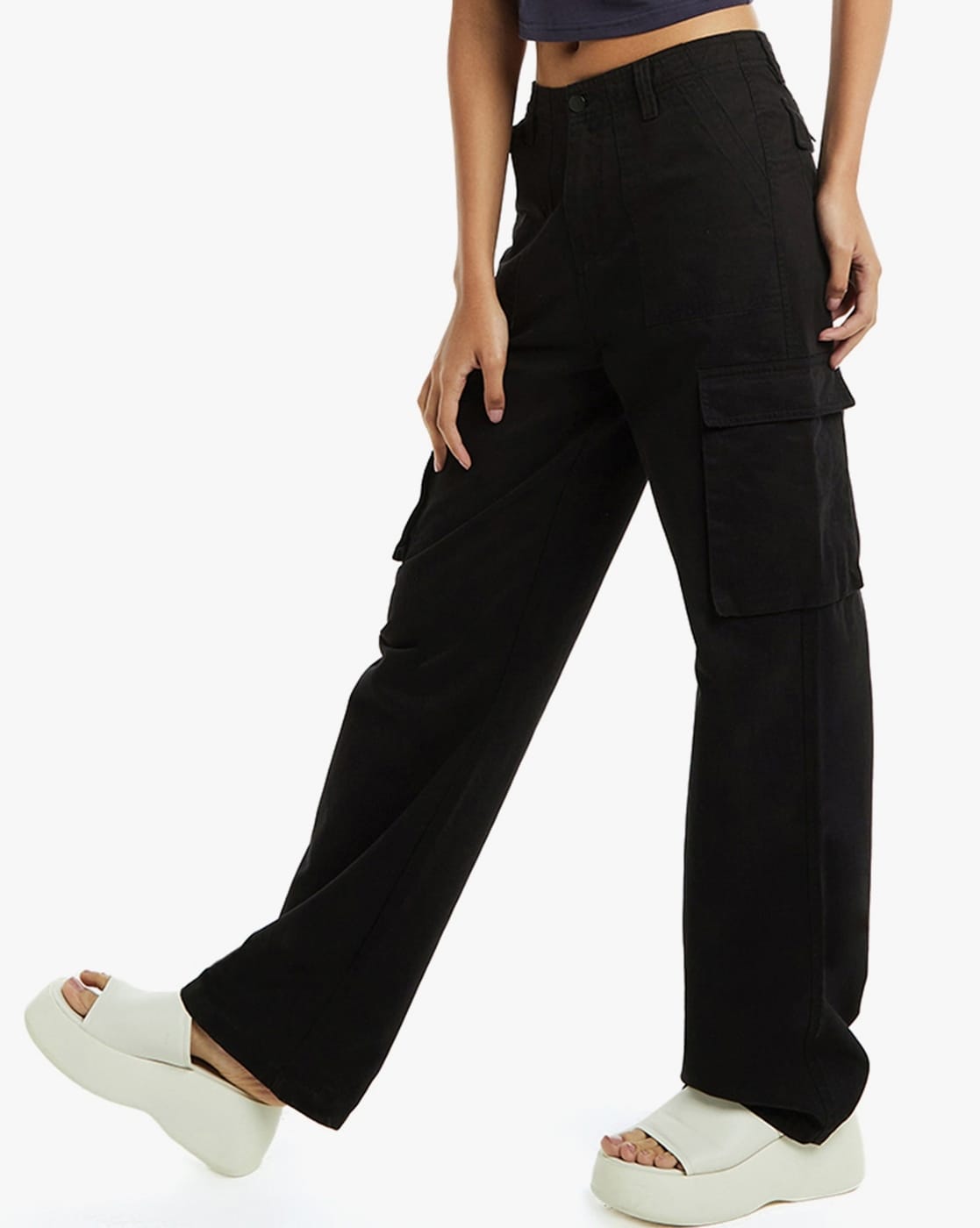 TNA Solid Black Cargo Pants Size M - 70% off