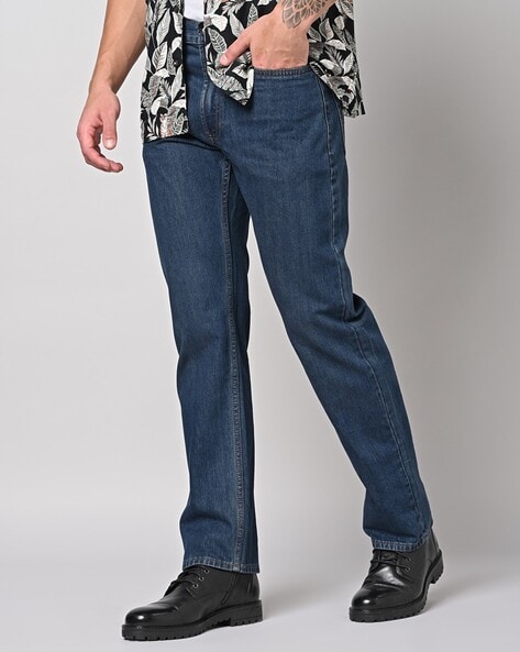 Men's Korean Straight Jeans Fashion Contrast Color Stitching Mid-waist  Stretch Denim Long Pants - Walmart.com