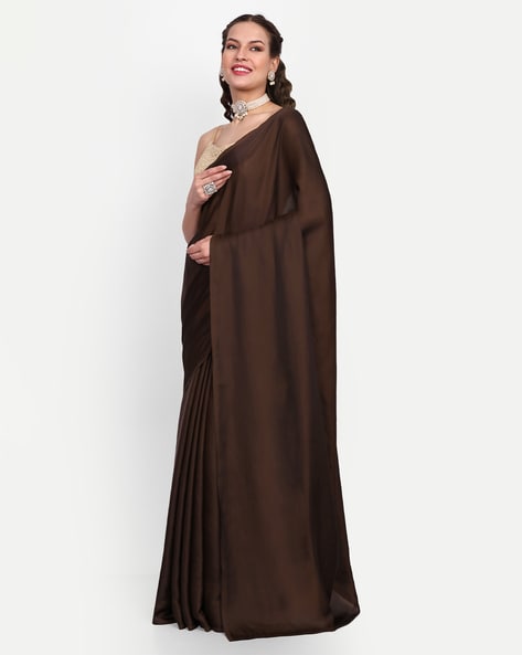 Handloom Jayashree Silk Saree Coffee Brown Color with Running Blouse-Indiehaat  – Indiehaat.com