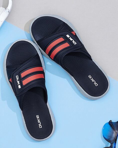 Mens navy blue online slides