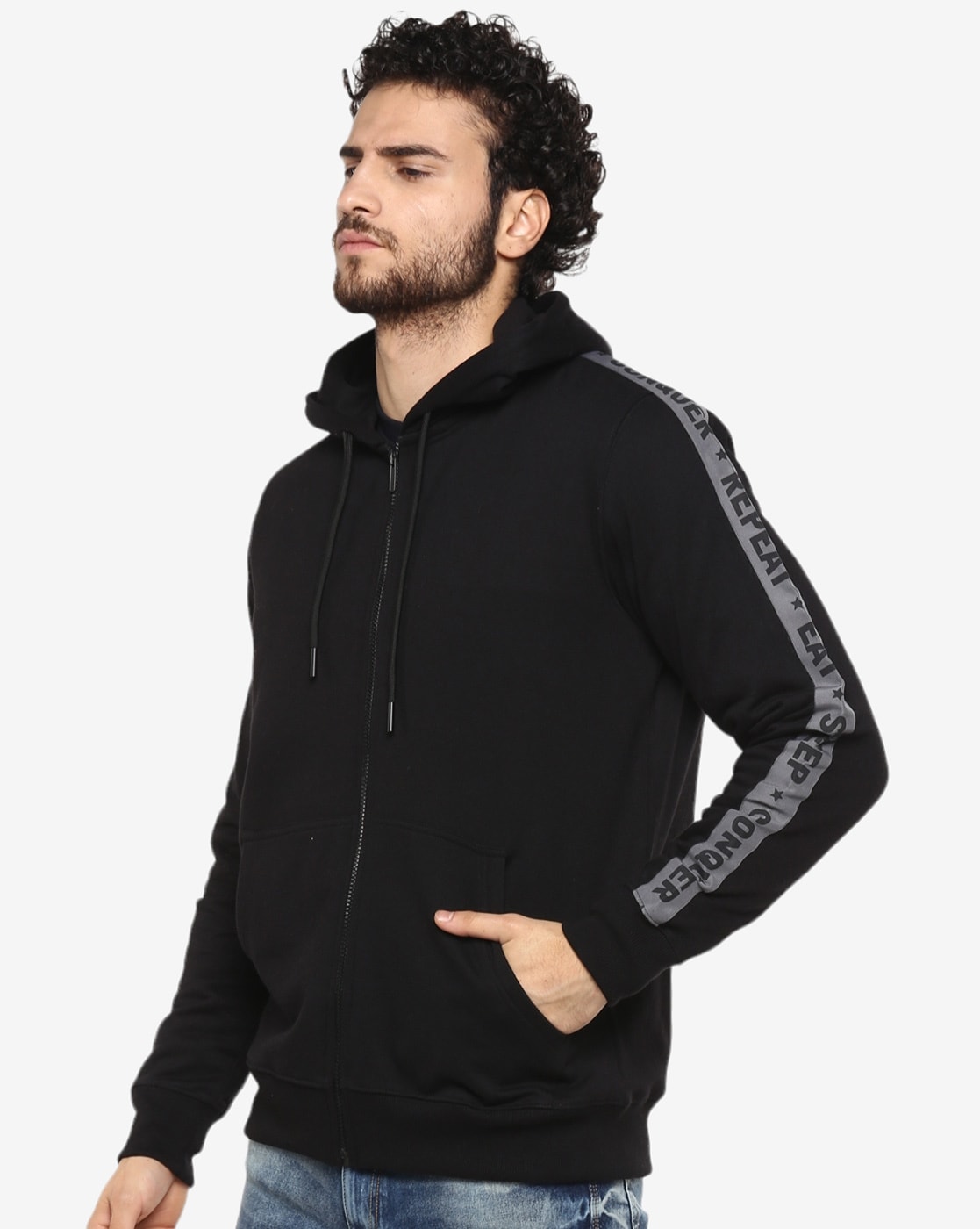 Zip-Front Hoodie with Drawstring