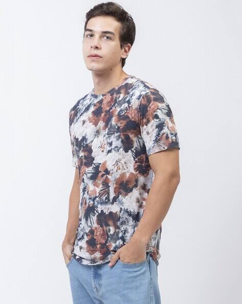 GUESS Floral Watercolour Slim Fit Crew-Neck T-Shirt