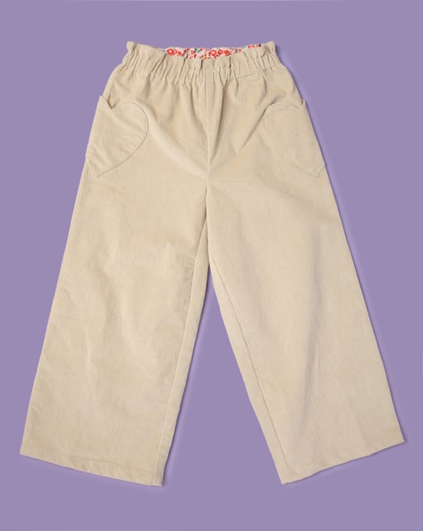 Buy Beige Trousers & Pants for Girls by Wotnot Online