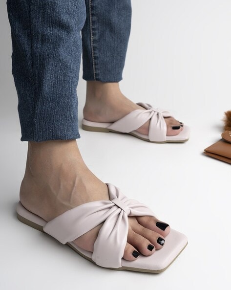 Square toe best sale slip on sandals