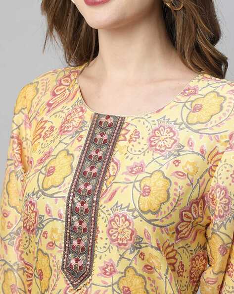 Share more than 90 printed kurti front neck design latest