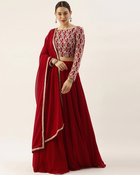 Maroon Lace Work Art Silk Lehenga Choli Lehenga 2376LG01