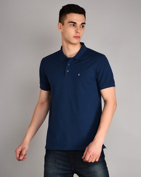 Plain navy blue top polo t shirt