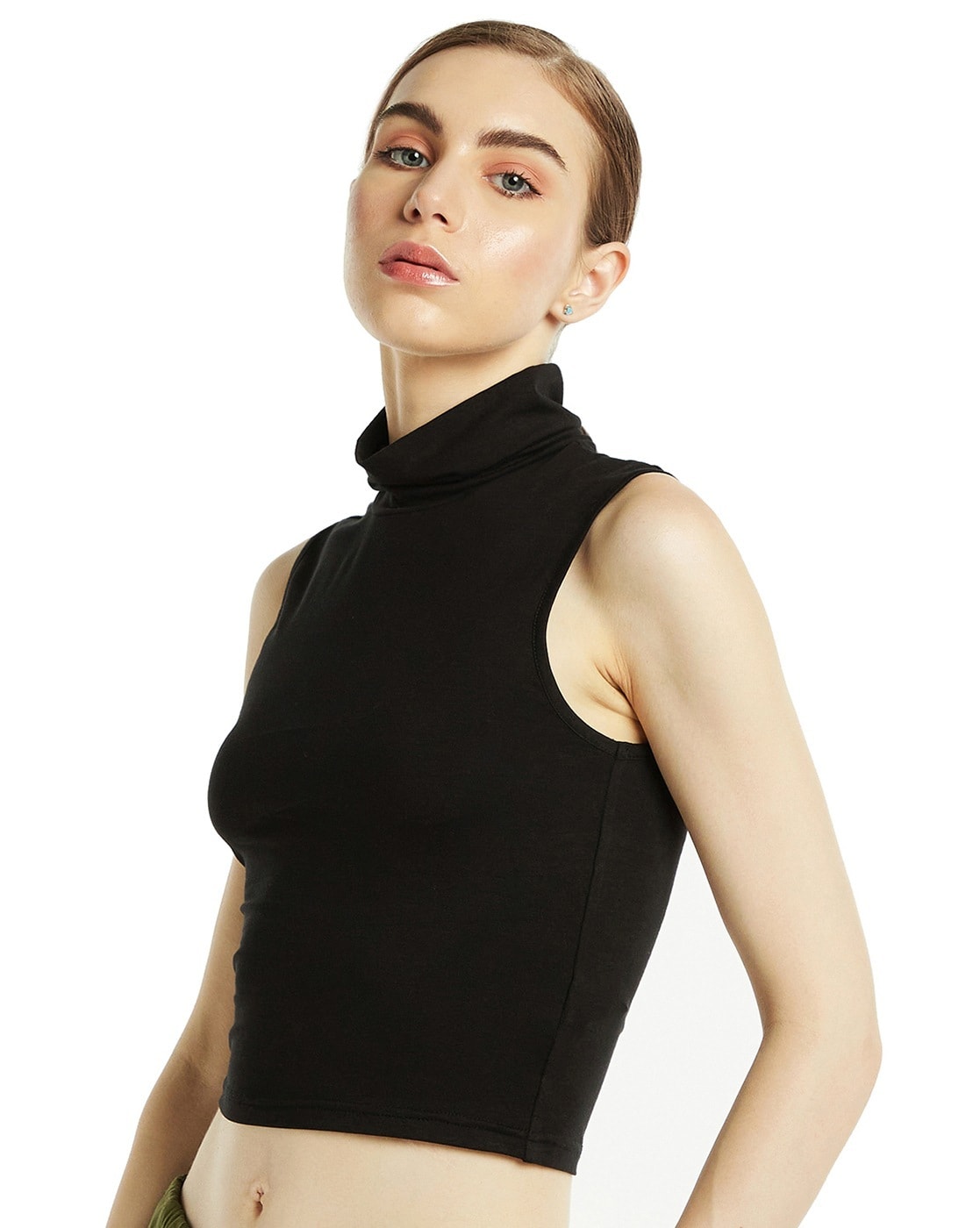 Turtle Neck Fitted Crop Top