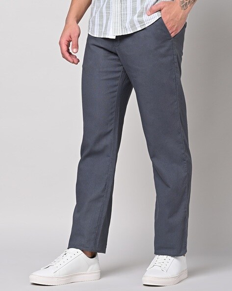 Buy INDIAN TERRAIN Mens Regular Fit 4 Pocket Solid Trousers (Kansas Fit) |  Shoppers Stop