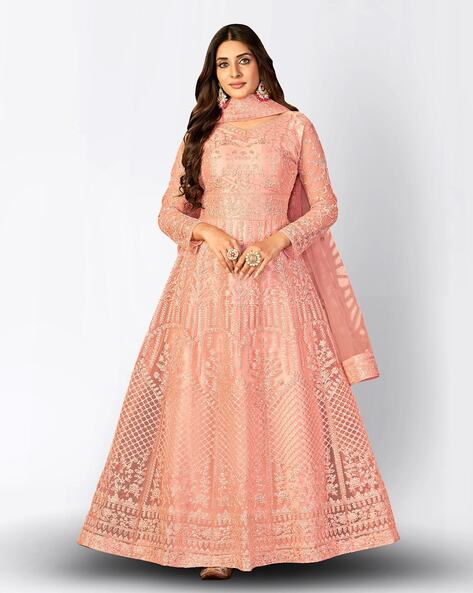 Peach gota patti embroidered anarkali gown set available only at Pernia's  Pop Up Shop. 2024