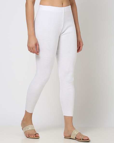Buy Girl's Super Combed Cotton Elastane Stretch Slim Fit Three Quarter  Leggings - White AG54 | Jockey India
