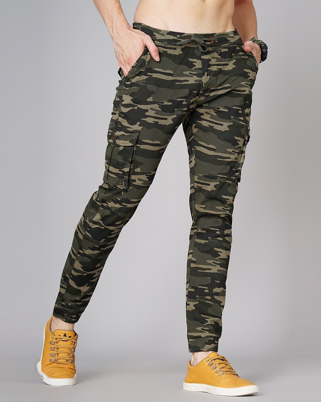 Black-Multi Camo Print Chain Cargo Trousers | Womens Trousers | Select  Fashion Online