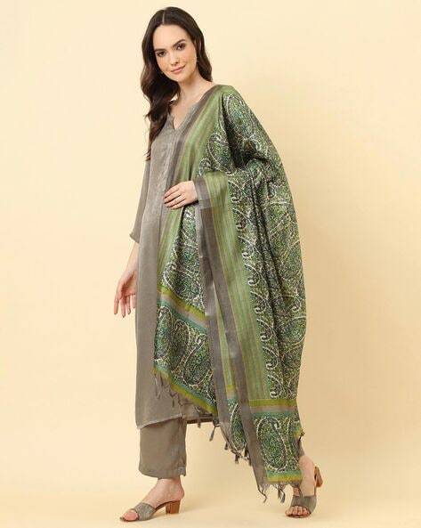 Paisley Print Dupatta With Tassels Price in India