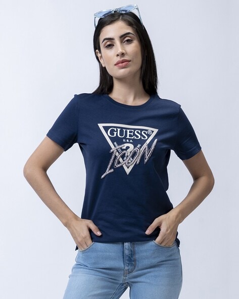 Guess navy t clearance shirt