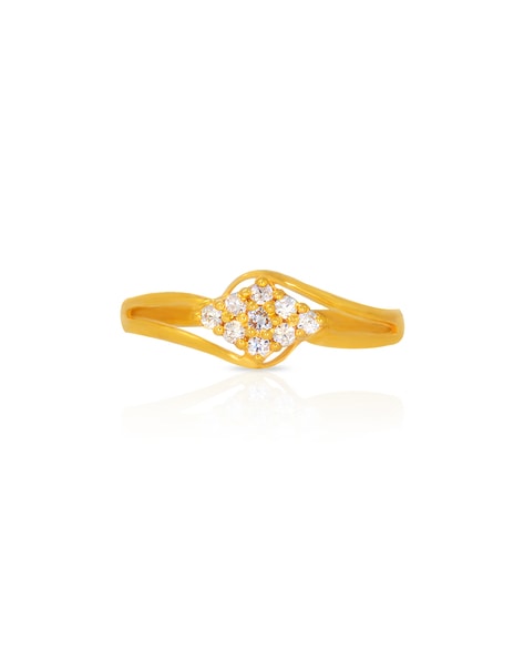 Classic Studded Diamond Ring In 22KT Gold