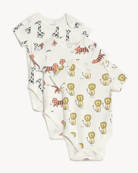 Short Sleeve Marks And Spencer Baby Rompers 3pk Adaptive Pure