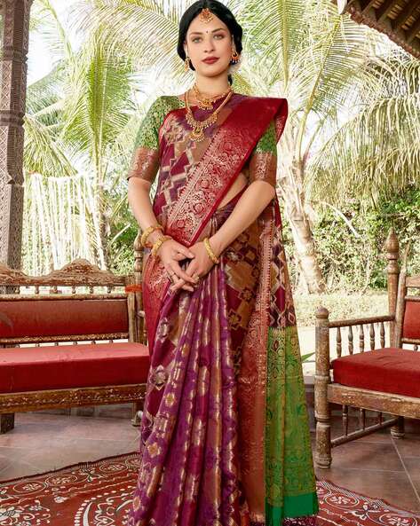 Buy Varkala Silk Palace Women's shubh Vastram Kanchipuram Banarasi Lichi Silk  Saree With blouse piece (maroon colour) at Amazon.in