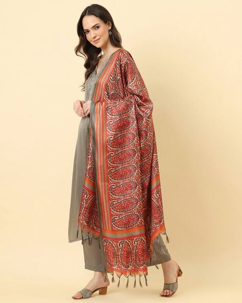 Paisley Print Dupatta with Tassels Price in India