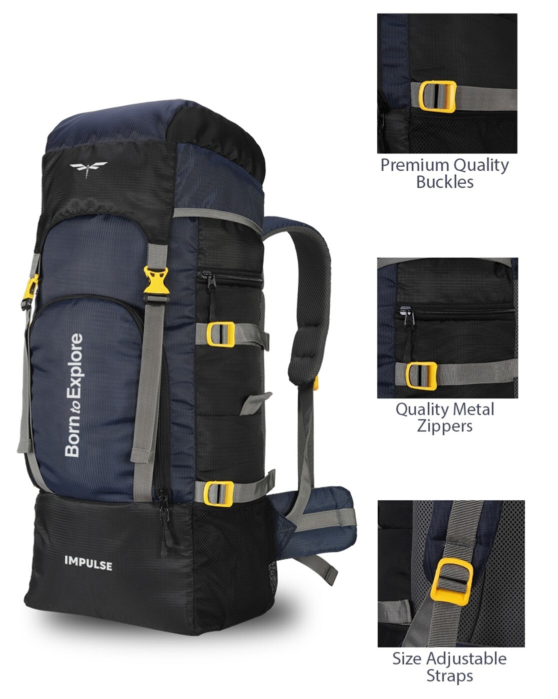 Buy Navy Blue & Black Travel Bags for Men by IMPULSE Online | Ajio.com