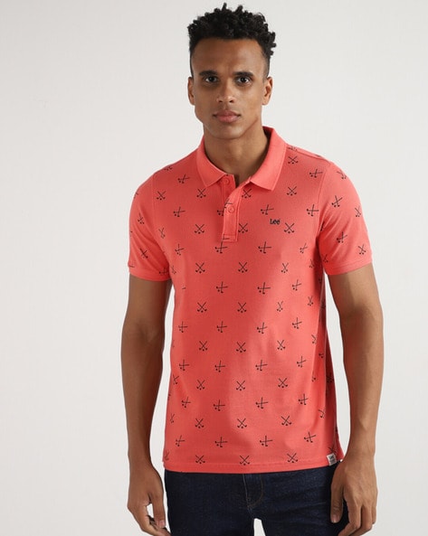 Lee Slim Fit Micro-Print Polo T-Shirt