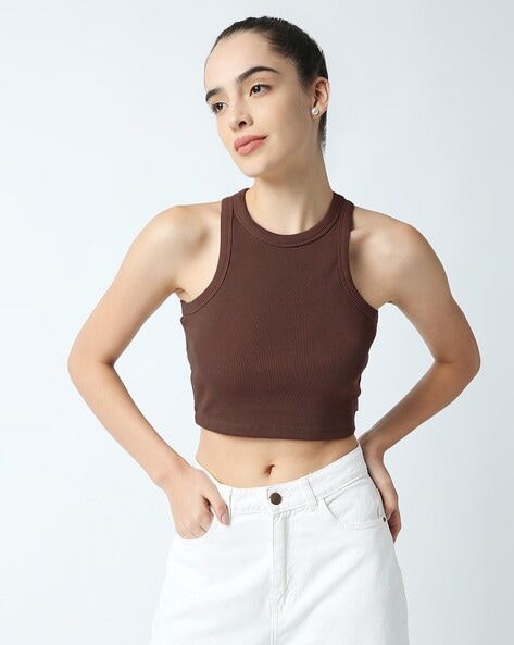 ASOS Loose Fit Crop Top With Raw Edge in White