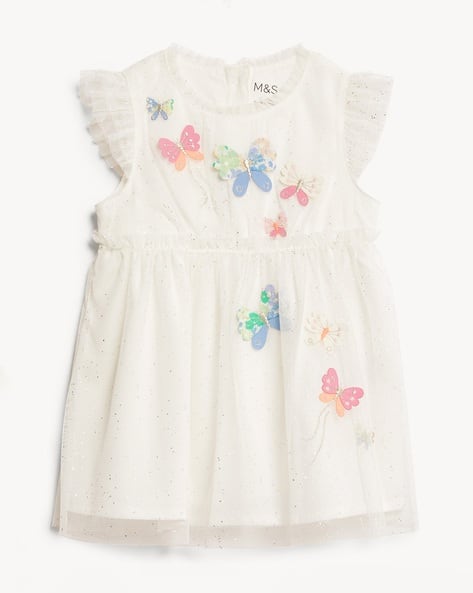 A-Line Dress with Butterfly Applique