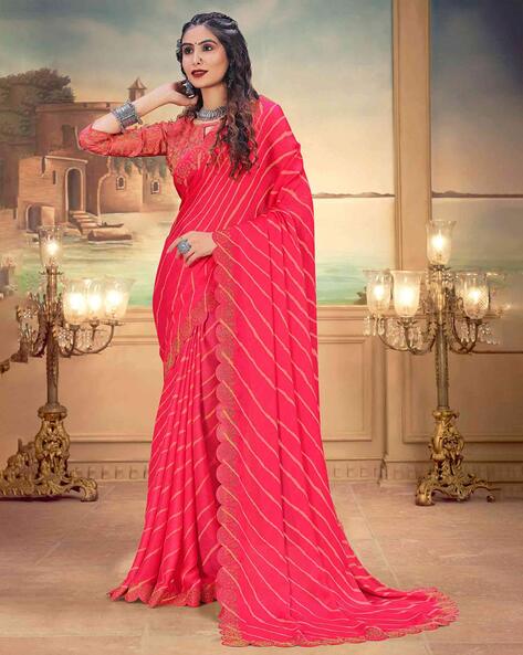 Gajari sequins embroidered soft mono net saree with blouse (un-stitched) -  BerryFresh - 4164831