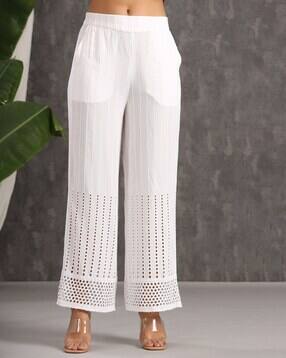 juniper Schiffli Embroidered Flared Palazzos-picture-15