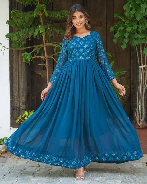 Party Wear 3/4th Sleeve Pure Rayon Cotton Anarkali Kurti, Wash Care: Dry  Clean at Rs 499 in Surat