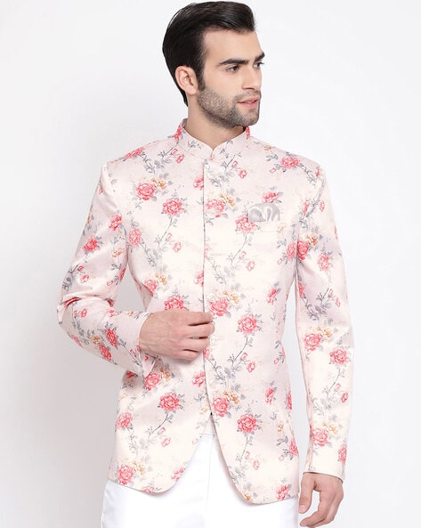 Printed discount bandhgala blazer