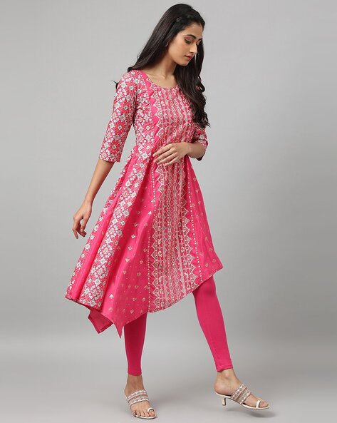 Buy Soft Pink Printed Kurta Tights Set Online - W for Woman