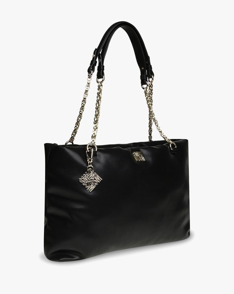 Black Gold Leather Tote - Women's handbags